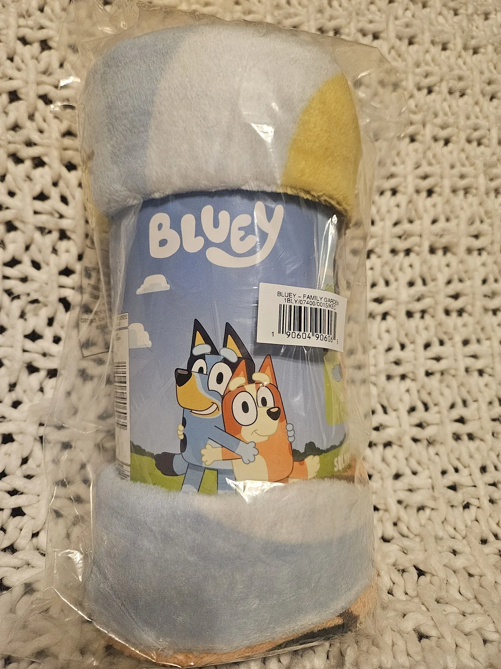 Bluey Family Plush Throw Blanket - Light Blue & Yellow